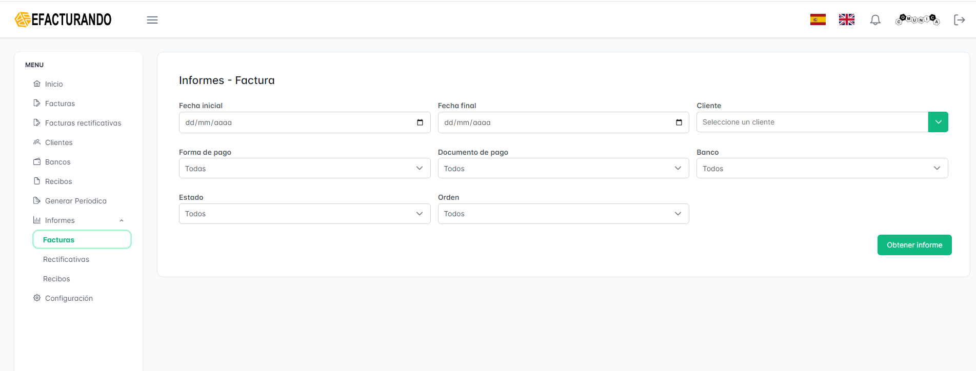 e-factutrando.com Inicio  informes 